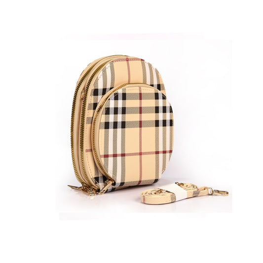 Vivana Chic Mini Handbag with Check Print Details