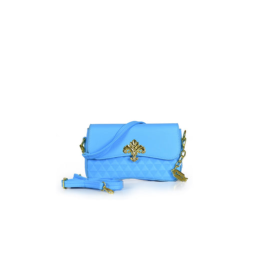 VIVANA Blue Fleur-de-Lis Quilted Purse