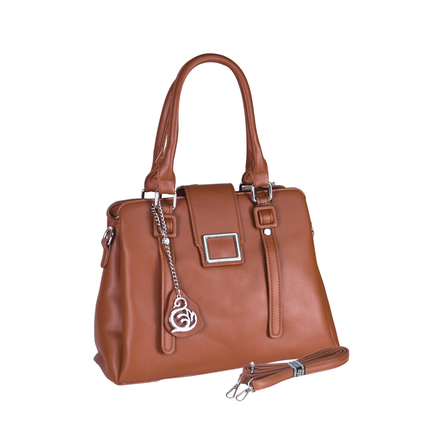 VIVANA Elegant Plain Handbag with Metal Buckle