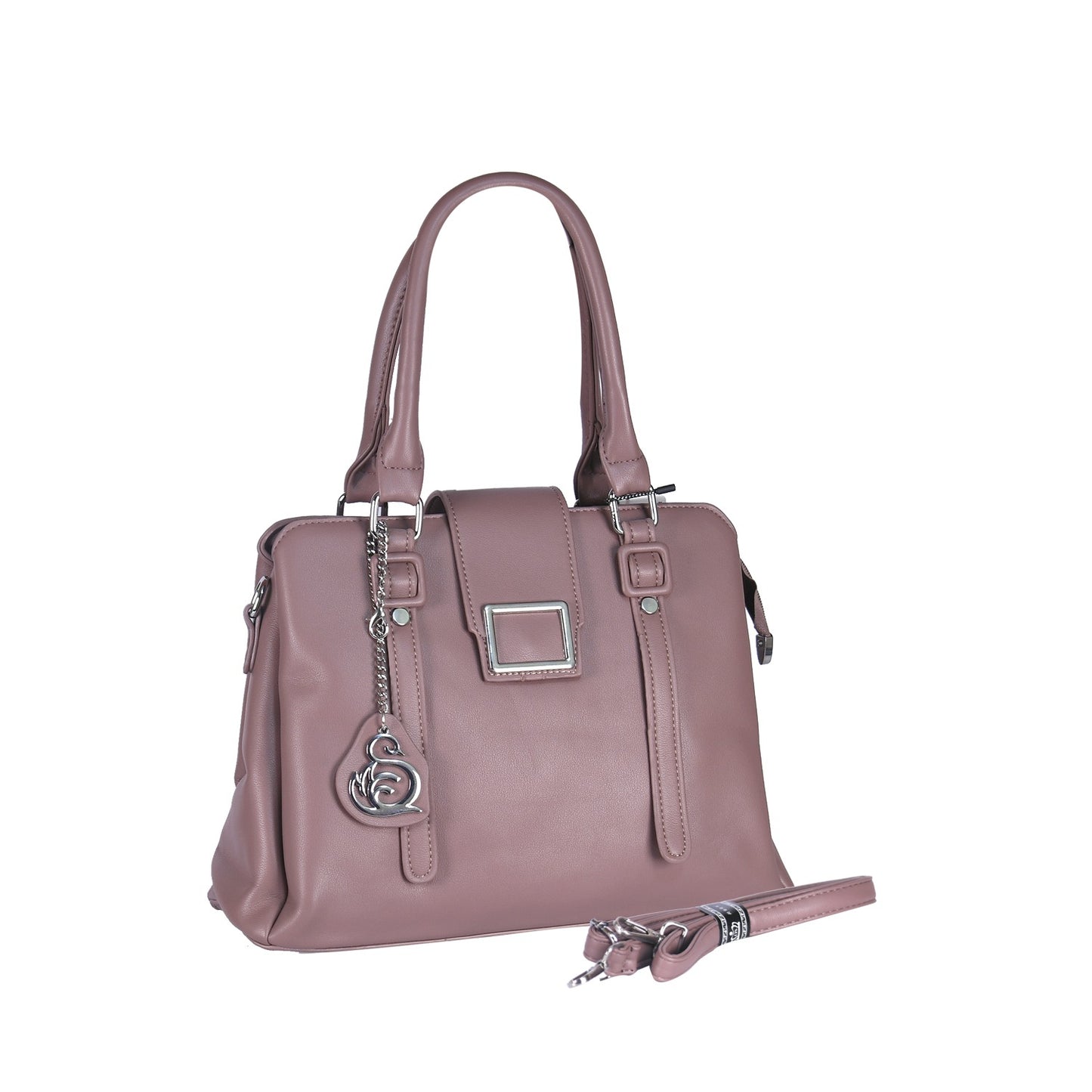 VIVANA Elegant Plain Handbag with Metal Buckle