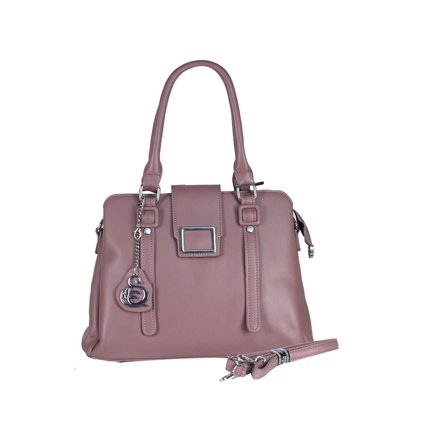VIVANA Elegant Plain Handbag with Metal Buckle