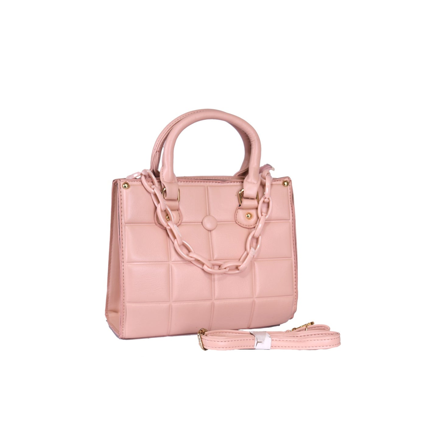 VIVANA Embossed Handbag with Bold Chain