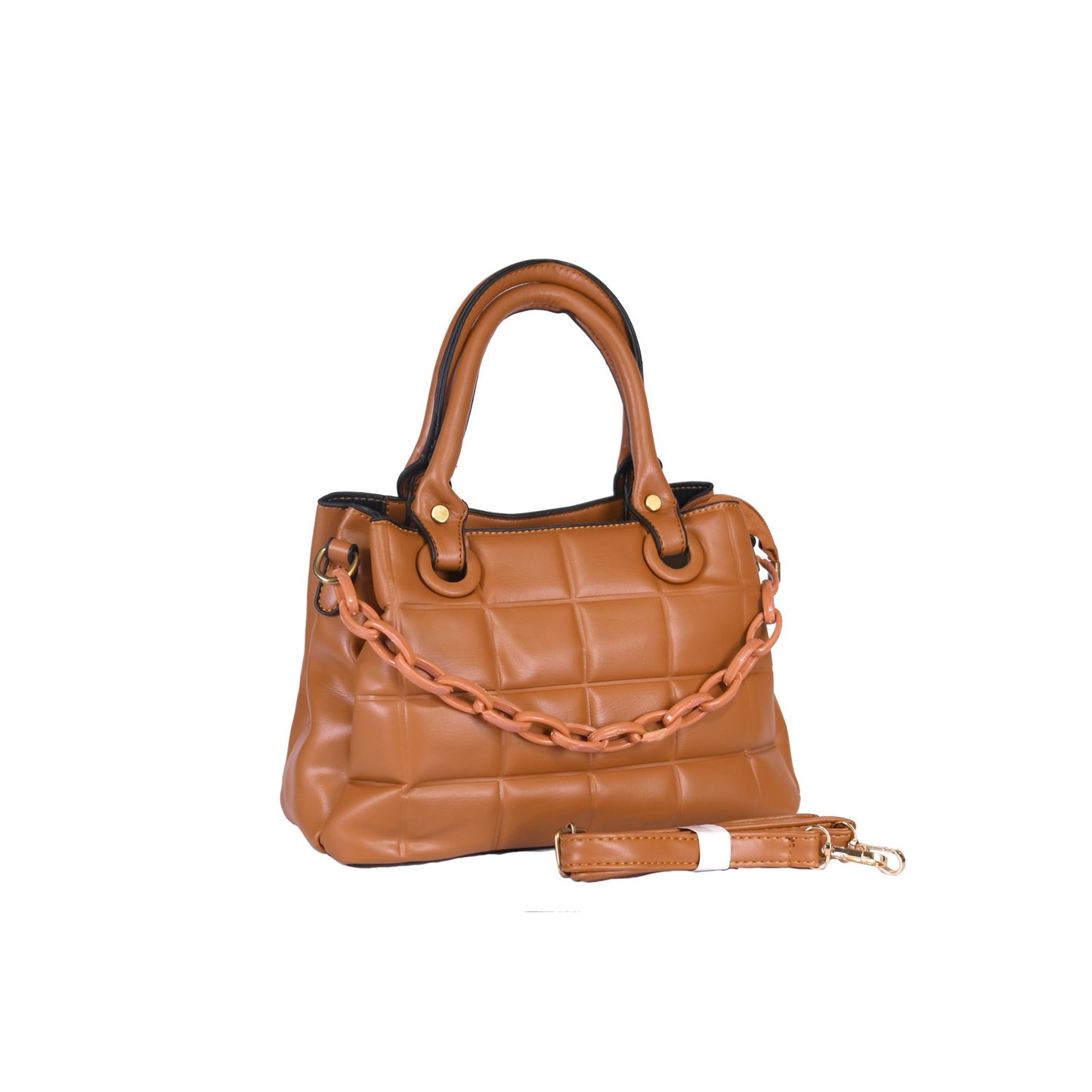 VIVANA Embossed Handbag with Bold Chain