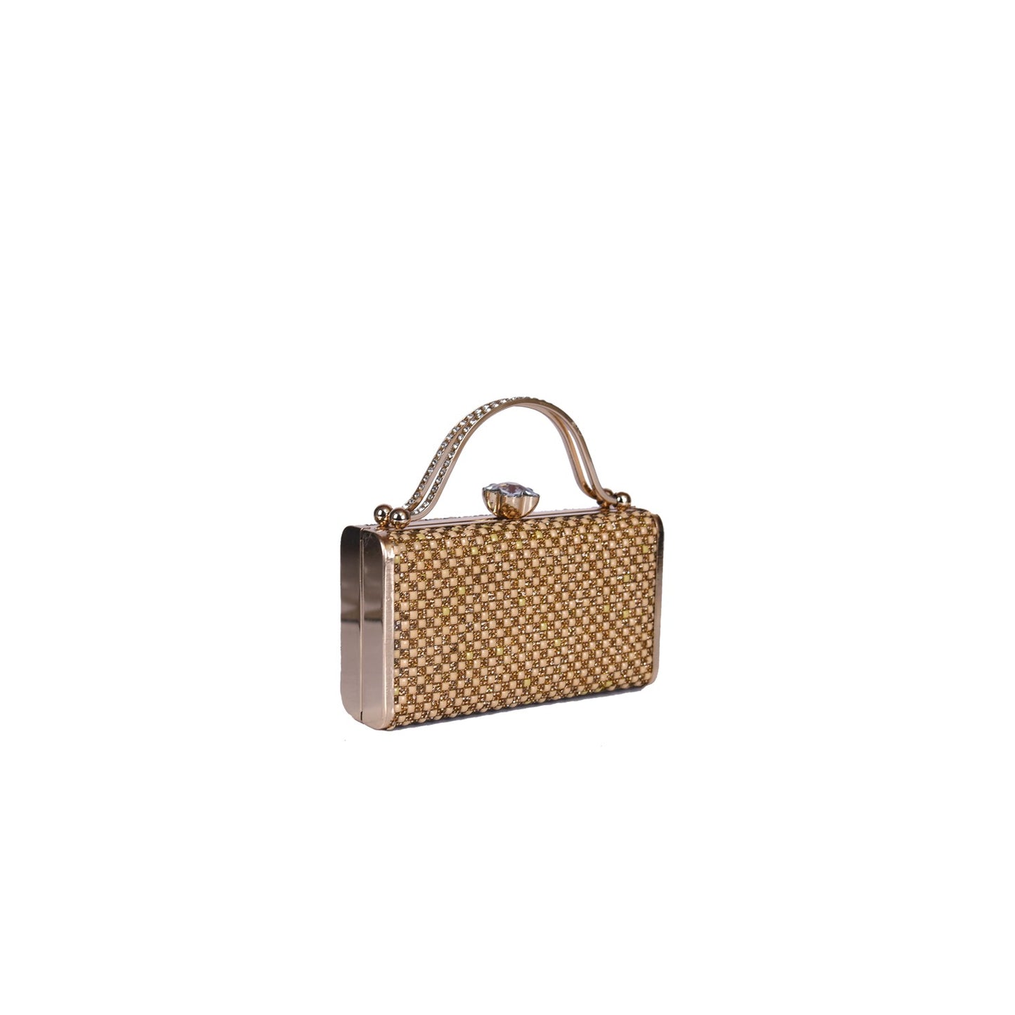 Vivana Luxe Golden Beaded Box Clutch