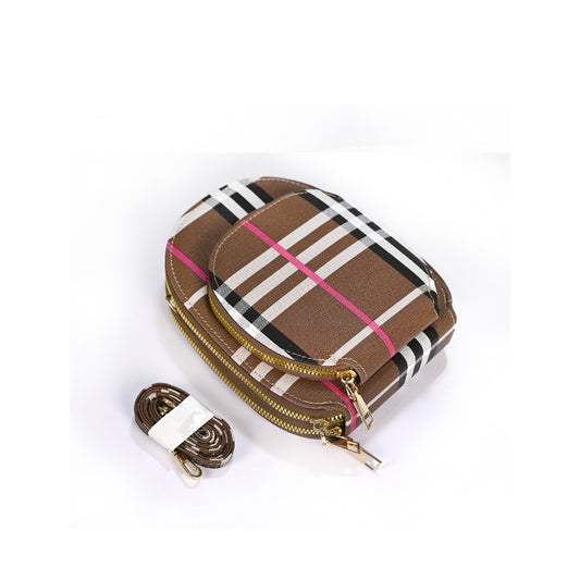 Vivana Chic Mini Handbag with Check Print Details