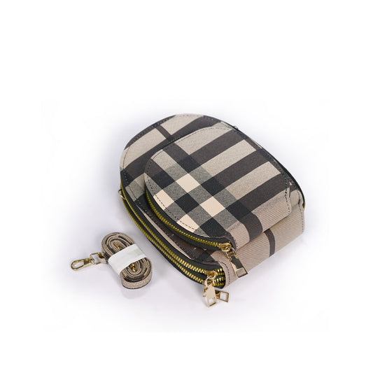 Vivana Chic Mini Handbag with Check Print Details