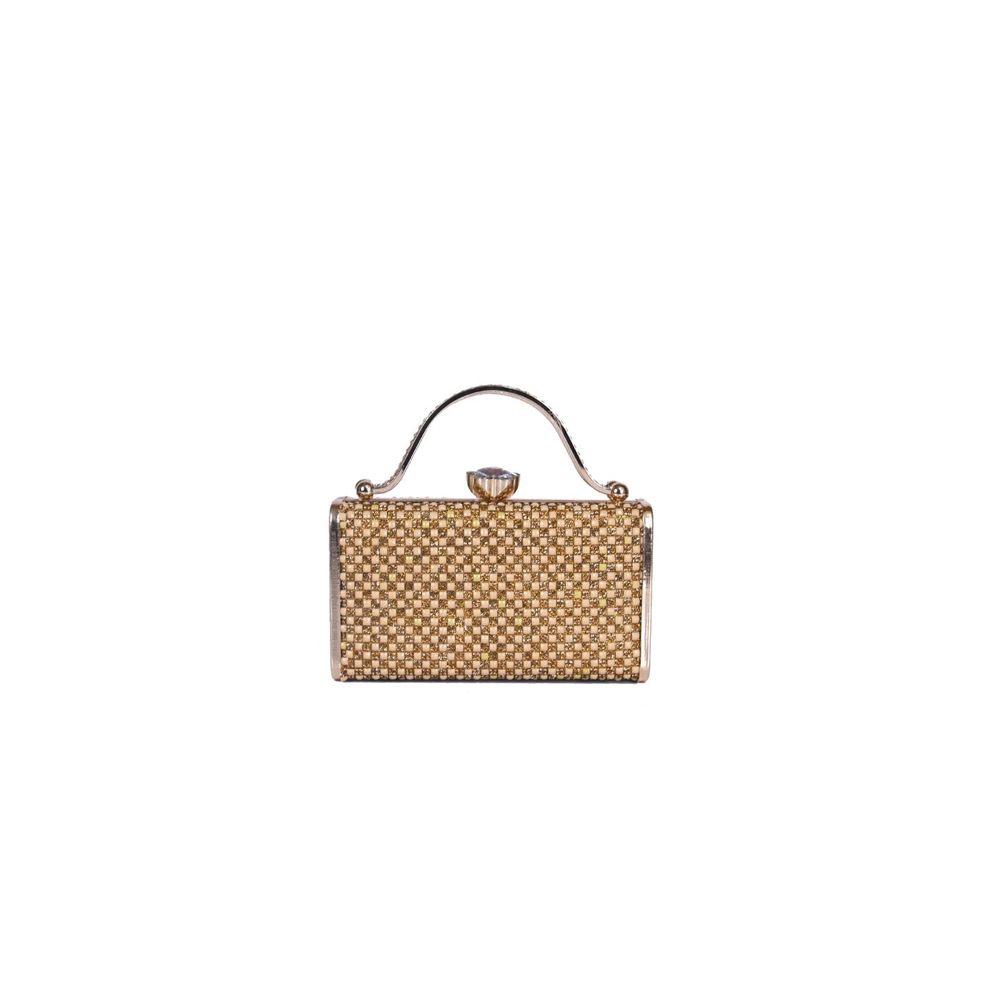 Vivana Luxe Golden Beaded Box Clutch
