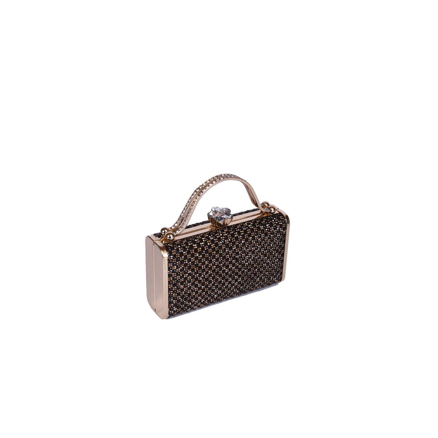 Vivana Luxe Golden Beaded Box Clutch