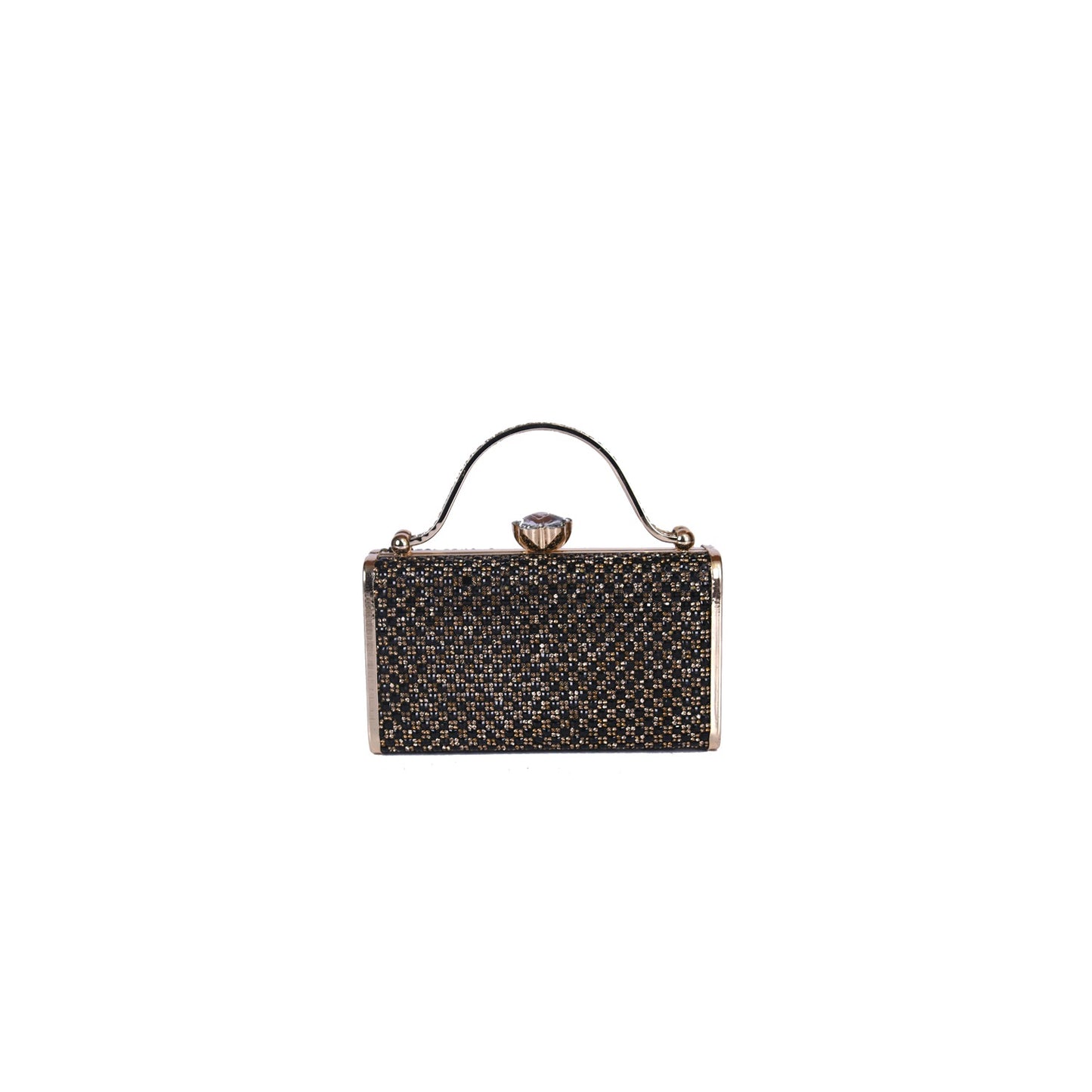 Vivana Luxe Golden Beaded Box Clutch
