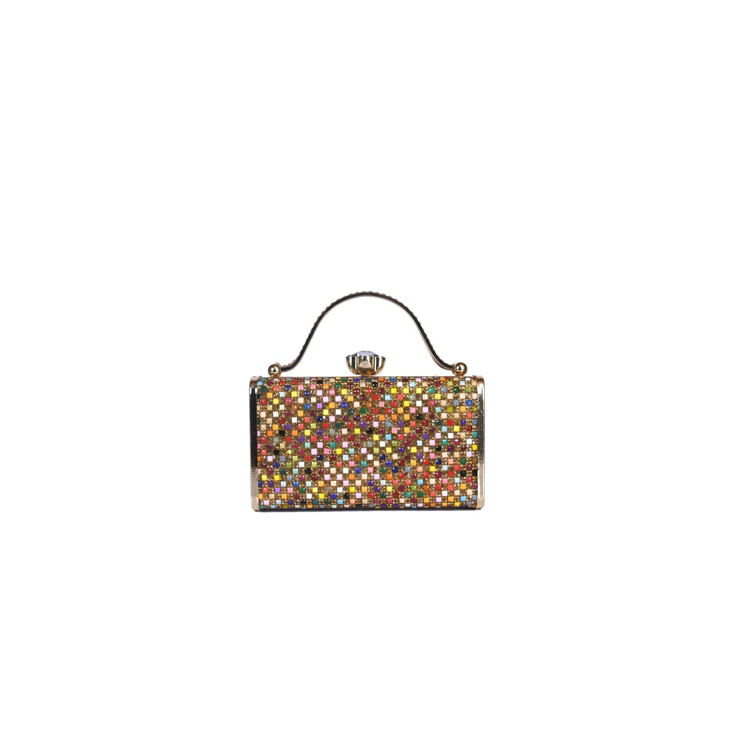 Vivana Luxe Golden Beaded Box Clutch