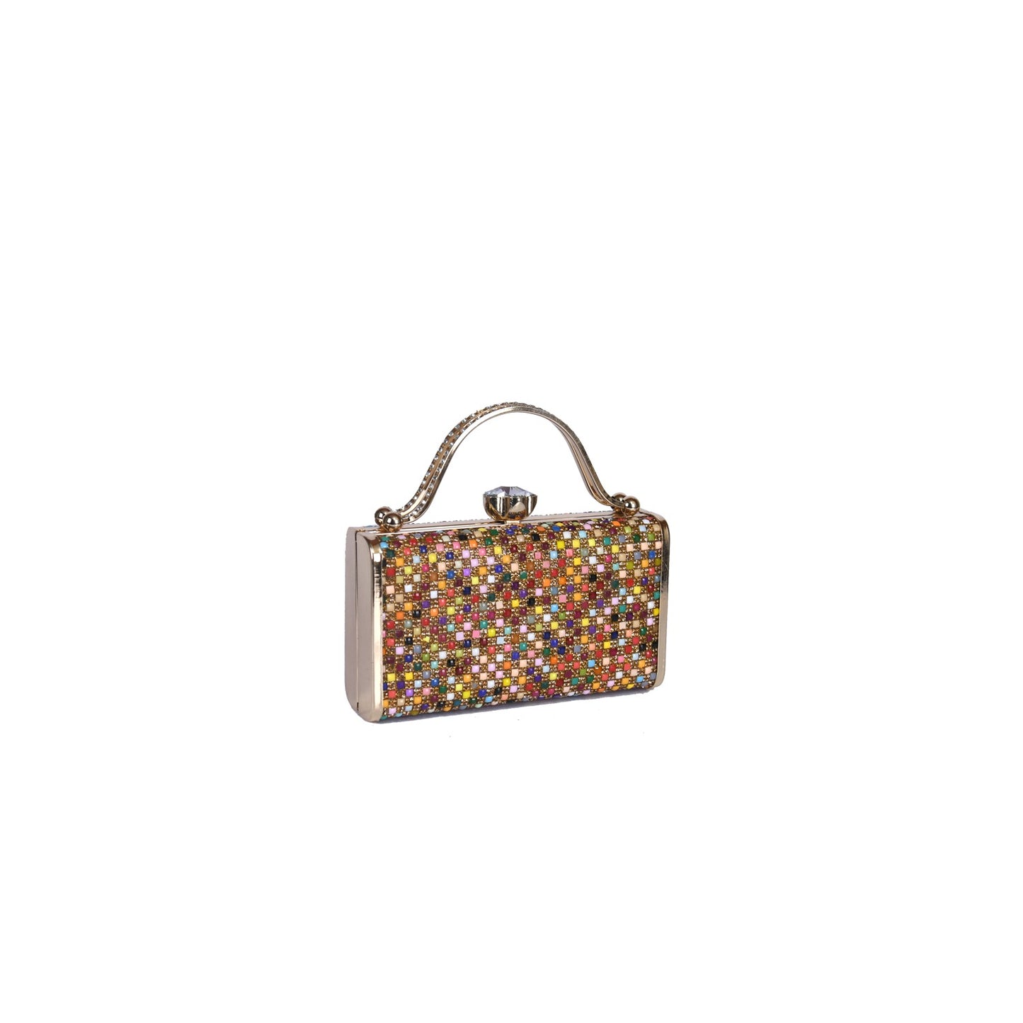 Vivana Luxe Golden Beaded Box Clutch