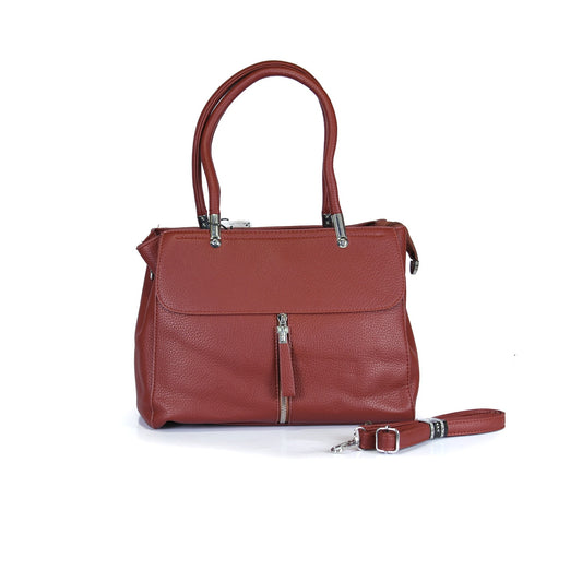 VIVANA Soft Grained Handbag with Silver Zippers