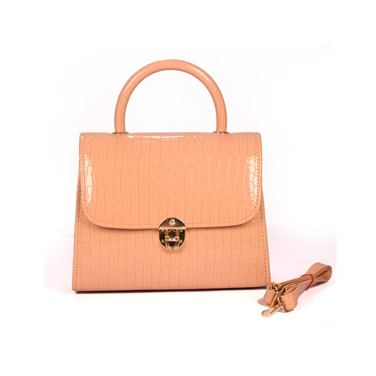 VIVANA Elegant Patent Black Crocodile-Pattern Handbag