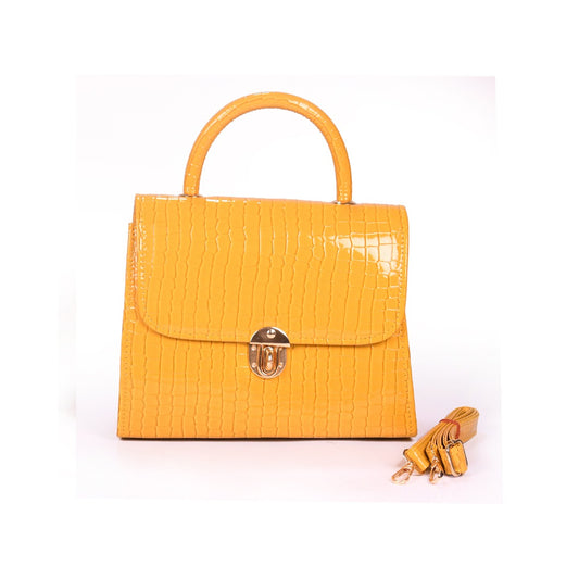 VIVANA Elegant Patent Black Crocodile-Pattern Handbag