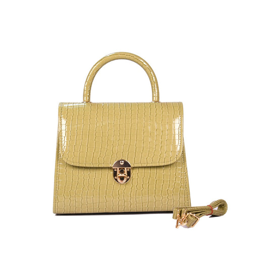 VIVANA Elegant Patent Black Crocodile-Pattern Handbag