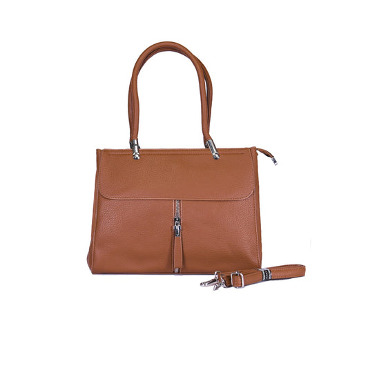 VIVANA Soft Grained Handbag with Silver Zippers