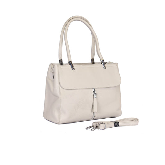 VIVANA Soft Grained Handbag with Silver Zippers